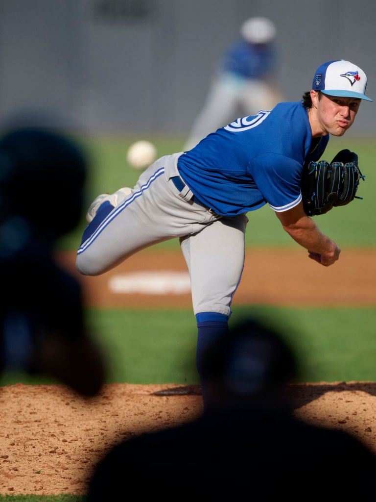 Blue Jays RHP Landen Maroudis is a breakout MLB pitching prospect to watch.