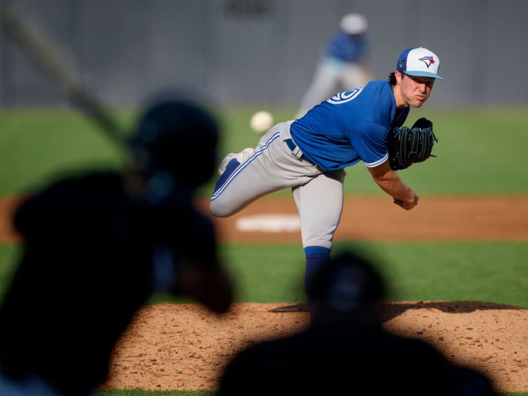 Blue Jays RHP Landen Maroudis is a breakout MLB pitching prospect to watch.