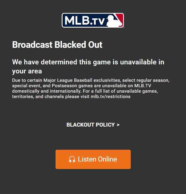 MLB Blackout